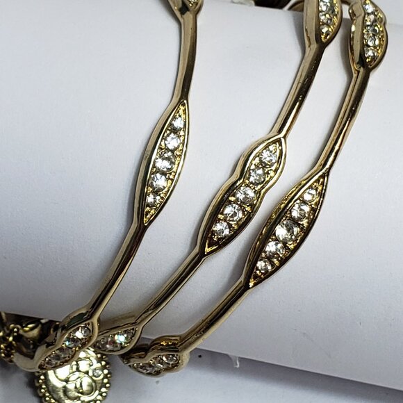 Jessica Simpson Gold bangle bracelets set of 3 - Picture 6 of 8